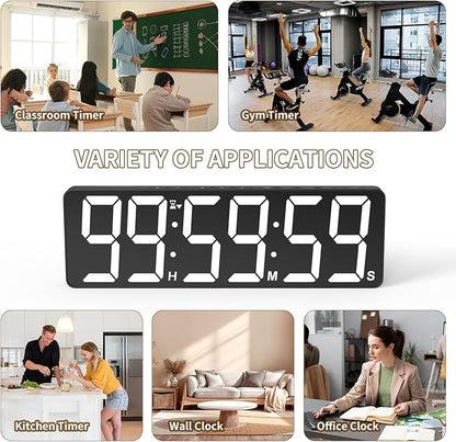 VOCOO 15.7" Large Digital Wall Timer with 99H Countdown, Count Up, Clock and Remote Control, 18 Colors RGB Wall Clock for Office, Home Decor, Kitchen, Living Room, Gym, Classroom