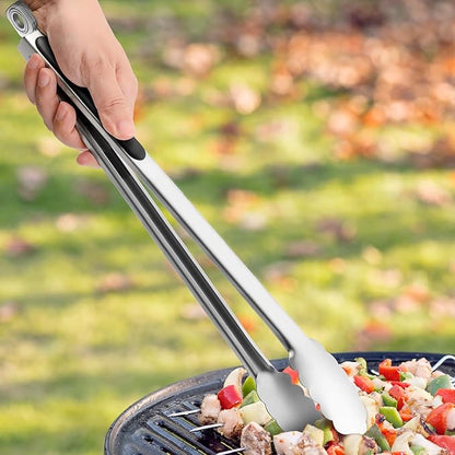 Grilling Tongs - 17 Inch Extra Long Metal Tongs, Heat Resistant Stainless Steel Grill Tongs, Heavy Duty BBQ Tongs for Cooking, Grilling, BBQ/Barbecue, Food (17 inch)