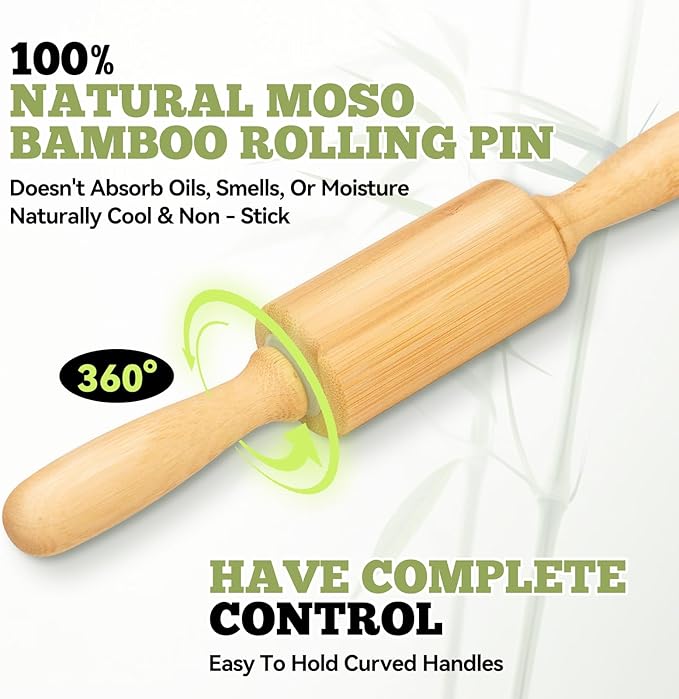 10 inch Wooden Rolling Pin for Baking - Long Dough Roller for All Baking Needs - Image 6