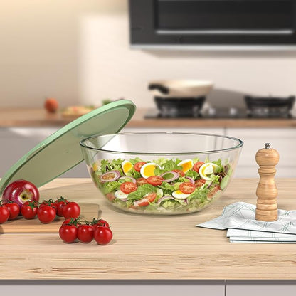 Extra Large Glass Mixing Bowls Clear Glass Salad Cooking Bowls for Kitchen Salad Bread Storage (4.7Qt) - Image 7