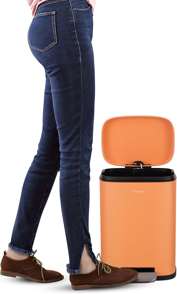happimess HPM1006K Connor Rectangular 13-Gallon Trash Can with Soft-Close Lid and Free Mini Trash Can, Fingerprint Resistant, Modern, Minimalistic for Home, Kitchen, Office, Bathroom, Carrot Cake - Image 8