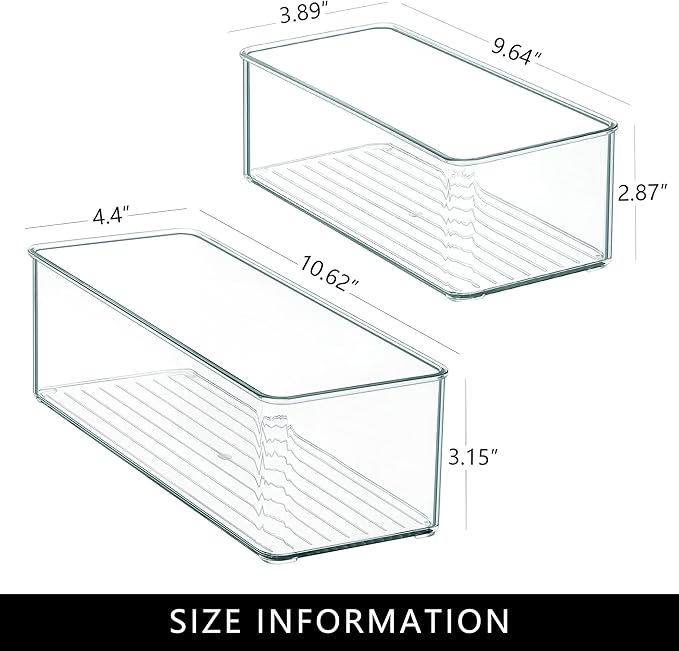 Qilinba 8 PACK Drawer Organizer Bins Bathroom Deep Drawer Silverware Organizers Clear Stackable Storage Bins for Vanity, Pantry, Office, Cabinet, Kitchen Counter Organization and Storage - Image 2