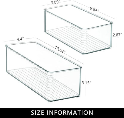 Qilinba 8 PACK Drawer Organizer Bins Bathroom Deep Drawer Silverware Organizers Clear Stackable Storage Bins for Vanity, Pantry, Office, Cabinet, Kitchen Counter Organization and Storage - Image 2