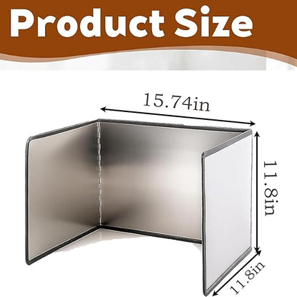 3-Sided Splatter Guard - Stainless Steel Foldable Grease Splatter Screen for Frying Pan, Nonstick & Heat Resistant Stove Top Shield, Stops Oil Splashes for Safer Cooking - Image 2