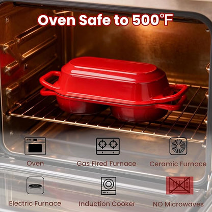 YONILL Mini Double Dutch Oven for Sourdough Bread Baking - Enameled Cast Iron Dutch Oven Pot with Lid and 5" Banneton Bread Proofing Basket Kit, Dual Round Bread Loaf Pan for Homemade Baking (Red) - Image 6
