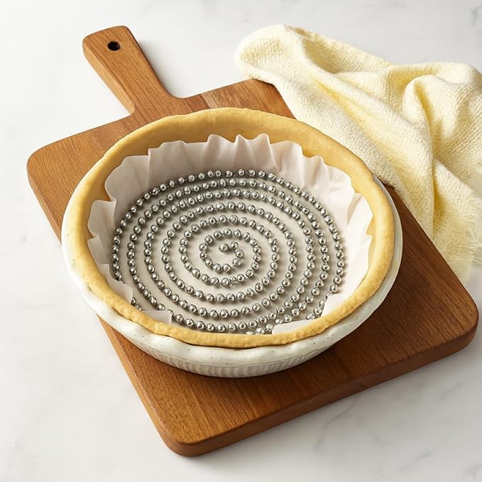 Mrs. Anderson's Baking Pie Weights | Stainless Steel Stoneware Beads for Blind Baking | Heat-Safe, Food-Safe, Easy to Use | Prevents Shrinking, Puffing, Bubbling | Connected Chain Weights - Image 3