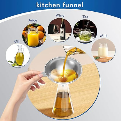 Serinar Stainless Steel Funnel (5.7 in. x 1 in. Mouth) with 30 Mesh Removable Stainless Steel Filter, Food Grade Metal Large Funnel for Kitchen, Liquids, Oils, Powders, Spices, Home Brewing. - Image 5