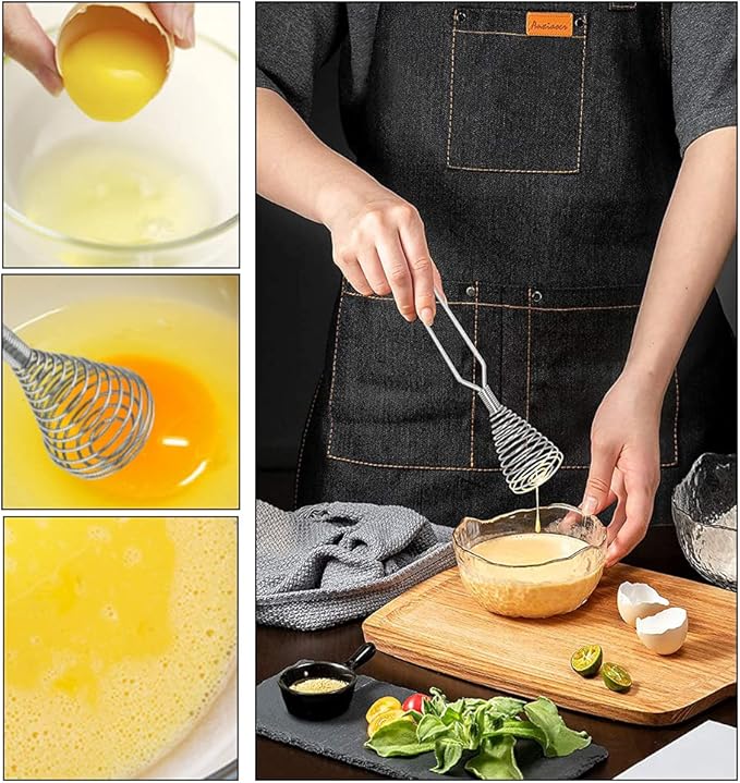 Stainless Steel Spring Coil Whisk 1 Pack, Wire Whip Egg Beater, Kitchen Cookware Hand Mixer For Cooking, Mixing, Blending, Beating, Stirring, 6.7 Inch