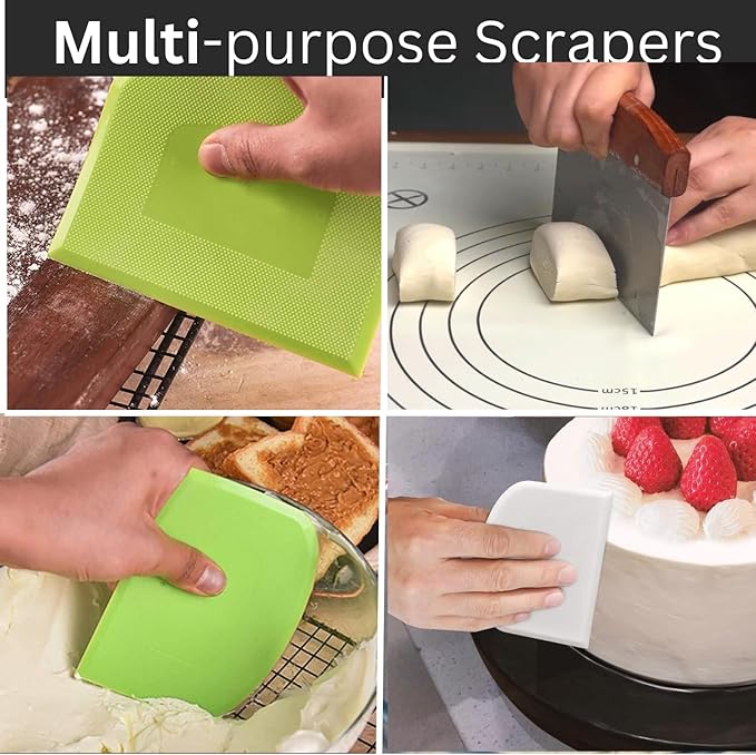 BOORIKA Dough Scraper & Bench Scraper Kitchen – Stainless Steel Sourdough Tools – Dough Cutter for Sourdough Bread, Pizza, and Flat Top Griddles – Chef Approved (Dark) - Image 4