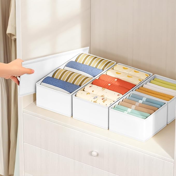 DIMJ Drawer Organizer Clothes Storage - 18 Pack Baby Dresser Organizer for Nursery, Foldable Drawer Dividers for Bedroom Closet Organization, Fabric Storage Bins for Socks, Underwears, Bras - Image 7