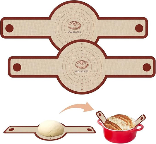 Silicone Bread Sling for Dutch Oven, 2 PCS Non-Stick & Easy Clean Reusable Silicone Baking Mat with Long Handles, Easy to Transfer Sourdough Bread by Koolstuffs