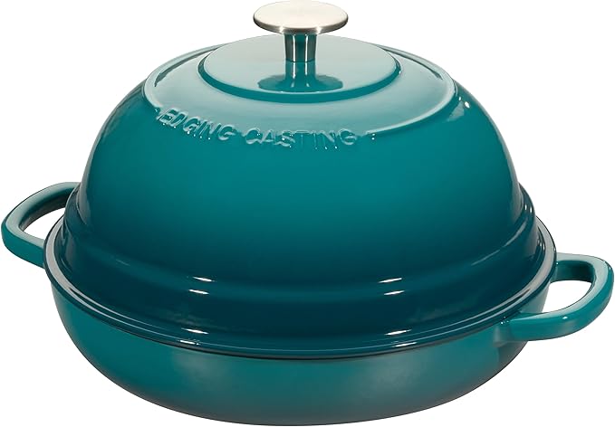 EDGING CASTING Enameled Cast Iron Dutch Oven Pot with Lid, Round Bread Oven for Homemade Sourdough Bread Baking, 6 Quart, Darkcyan - Image 2