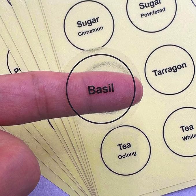 Spice Labels, 432Pcs Spice Labels Stickers 1.4in Waterproof Adhesive Round Preprinted Spice with Blank Label Black Tear Resistant Sticker for Kitchen Jars Caps Food Containers Organizers - Image 5