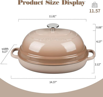 EDGING CASTING Enameled Oval Cast Iron Dutch Oven Pot with Lid, Bread Dutch Oven for Sourdough Bread Baking, Dutch Oven Bread, Bread Oven, 6QT, Mocha - Image 2