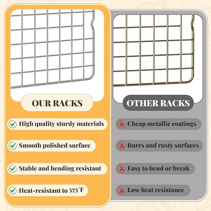 Cooling Racks for Cooking and Baking - 2 PCS 10" x 15" Grid Wire Baking Rack for Oven Cooking, Baking, Grilling, Roasting - Dishwasher Safe Bacon Rack - Fits Jelly Roll Cookie Sheet Pan - Image 7
