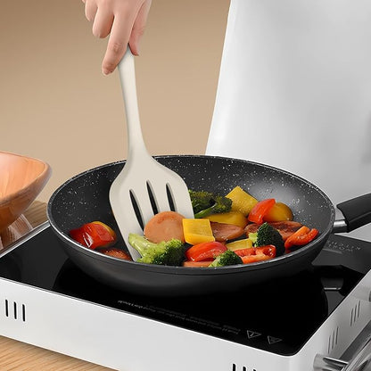 AOTHOD Silicone Cooking Utensils Set - 446°F Heat Resistant Silicone Kitchen Utensils,Spatula,Spoon, Kitchen Utensil Sets Gadgets Tools Set for Nonstick Cookware,Dishwasher Safe Bpa Free (Cream White) - Image 7