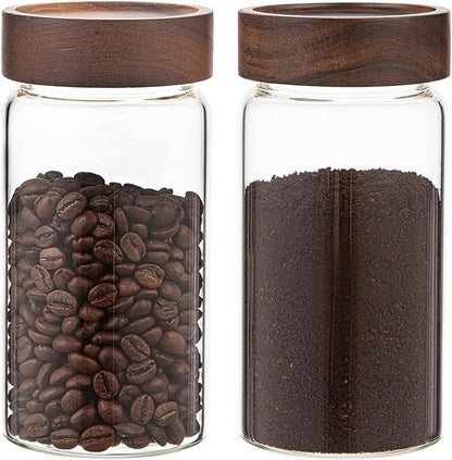 18 OZ Glass Coffee Jars with Top Screw Lid Ground Sugar Spice Herb Container Clear Glass Jar Round Food Storage Canister for Pantry Tea Coffee Bean Spice Cookies Salts (2×550ml(18oz)) - Image 5