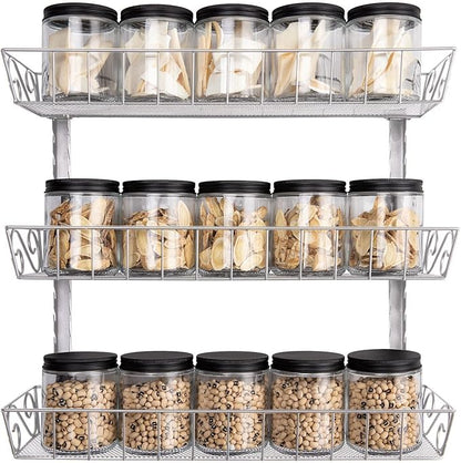 SWOMMOLY Adjustable Wall Mount Spice Rack, 3-Tier Dual-use (Multi-use) Organizer, Silver - Image 5