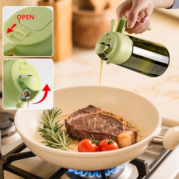 SWEET VIEW Olive Oil Dispenser and Oil Sprayer – 16oz/470ml Glass Light-Proof Oil Pourer for Kitchen, Air Fryer, Cooking, Salad, and BBQ - Image 4