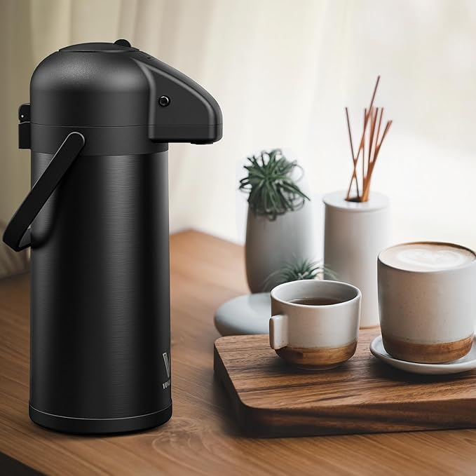 Airpot Coffee Carafe for Keeping Hot - 102 OZ/ 3.0L Coffee Dispenser with Pump - Insulated Stainless Steel thermal carafe for Hot Drinks Water Tea Chocolate - Hot Beverage Dispenser for Parties - Image 6