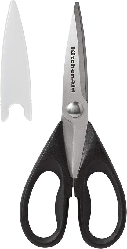 KitchenAid All Purpose Kitchen Shears with Protective Sheath for Everyday use, Dishwasher Safe Stainless Steel Scissors with Comfort Grip, 8.72-Inch, Black and Amazon Basics Multipurpose, Comfort Grip, PVD Coated, Stainless Steel Office Scissors, 3-Pac...