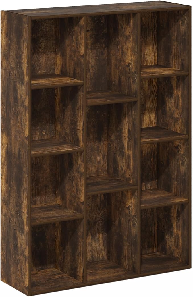 Furinno LUDER Book Shelf, 11-Cube Bookshelf, Reversible Bookcase, 9.4 x 29.1 x 41.7, Easy Assembly, for Living Room, Bedroom, Home Office, Amber Pine - Image 6