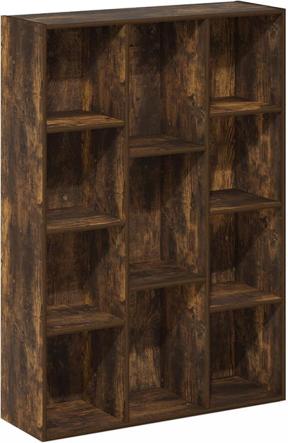 Furinno LUDER Book Shelf, 11-Cube Bookshelf, Reversible Bookcase, 9.4 x 29.1 x 41.7, Easy Assembly, for Living Room, Bedroom, Home Office, Amber Pine - Image 6