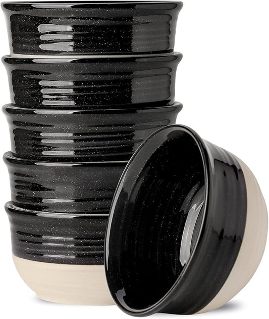 HASENSE Ceramic Soup Bowls and Cereal Bowls, 20 OZ Bowls for Kitchen Set of 6, Stackable Bowls Set for Ramem, Salad, Oatmeal, Rice, Snack, Dishwasher Microwave Safe, Black by Hasense