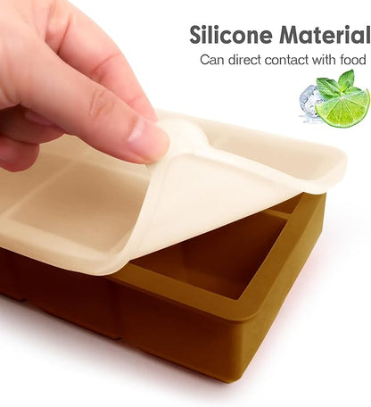 Silicone Ice Cube Trays with Lids,Large Square Ice Cube Molds for Freezer, Whiskey, Cocktail, Stackable Flexible and Reusable & Easy Release BPA Free (2 Pack&Dark Gray and Golden) - Image 6