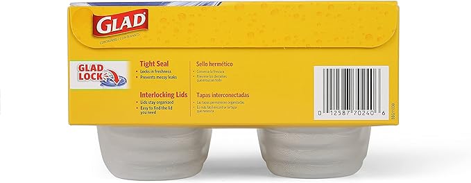 Glad GladWare Mini Round Food Storage Containers with Lids, Small BPA Free Reusable Plastic Snack Containers with Lock Tight Seal for Lunch, Portion Control, and On the Go, 4 Oz, 8 Count - Image 5