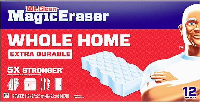 Mr. Clean Magic Eraser Sponge, All Purpose Cleaner, Cleaning Scrubber, Wall, Sneaker, Kitchen, Bathroom, Shower Cleaning Supplies, Melamine Sponge, Cleaning Pads, Whole Home Extra Durable, 12ct - Image 13