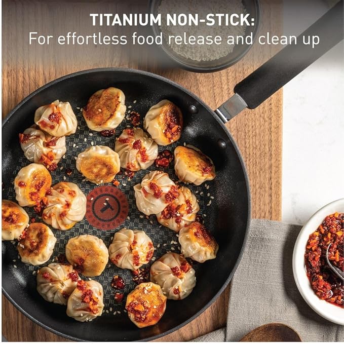 T-Fal Ultimate Hard Anodized Nonstick Fry Pan With Lid 10 Inch, Oven Broiler Safe 400F, Lid Safe 350F, Cookware, Kitchen, Home, Versatile Frying Pan, Skillet, Pots and Pans, Dishwasher Safe, Onyx - Image 3