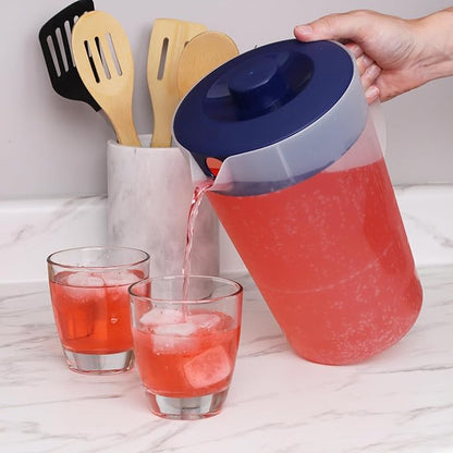 Water Pitcher with Lid 1 Gallon Pitcher, Freezer/Dishwasher Safe, BPA Free & Phthalate Free - Navy - Image 2