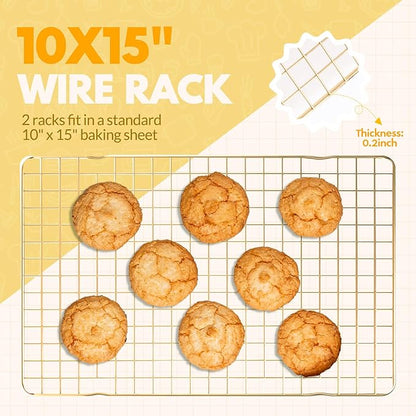 2 PCS Cooling Racks for Cooking and Baking, 15x10 Inches Stainless Steel Cooling Rack, Sheet Pan with Wire Rack for Baking Sheet, Bacon Rack Oven Safe Fits Jelly Roll Sheet Pan - Image 2