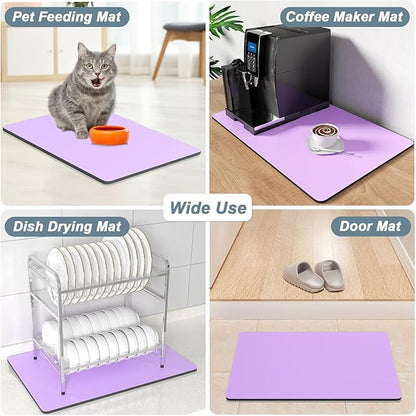 Rnivvi Coffee Mat, 12" x 19" Coffee Bar Mats for Espresso Machine Station Accessories and Organizer, Hide Stain Rubber Backed Absorbent Dish Drying Pad for Kitchen Counter, Cute Bar Decor Pad, Purple - Image 7
