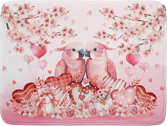 Red Bird Dish Drying Mat Large Absorbent Microfiber Dish Drying Pad for Lover Holiday Decor by Giwawa