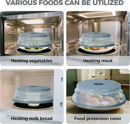 12" Large Microwave Splatter Cover & Silicone Mat, Foldable Food Cover and Raised Handle, BPA-Free Splatter Guard Lid, Multi-Purpose Heat-Resistant Mat for Pots,and Kitchen - Image 5