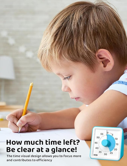 LIORQUE Visual Timer for Kids, 60-Minute Countdown Timers for Classroom Office Kitchen with Silent Operation, Kids Timer for Teaching (Batteries Included) - Image 3