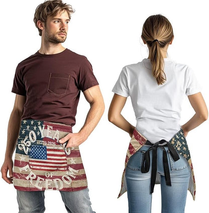 Server Apron with 3 Pockets, Waterproof Oil Waitress Waiter Half Apron for Restaurant Hotel Kitchen Cafe