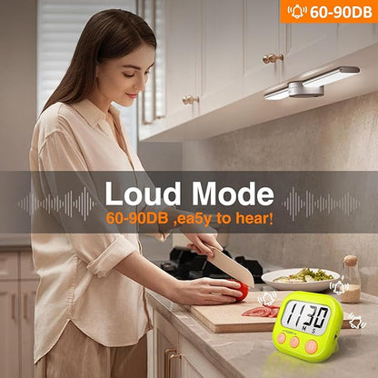2 Pack Kitchen Timers Loud Ring Digital Timers for Cooking Magnetic Green - Image 2