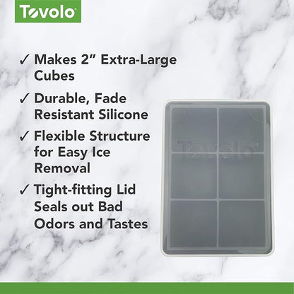 Tovolo Large 2” King Cube Ice Tray with Lid Charcoal Gray Ice Cube Trays for Whiskey Cocktails Smoothies, Big Square Ice Cube Mold Silicone Freezer Tray for Perfect Cubes BPA Free Dishwasher Safe - Image 3