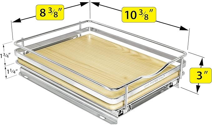 LYNK PROFESSIONAL® Élite™ Pull Out Spice Organization for Cabinets - 8-3/8 inch Wide – Spice Rack for Inside Cabinets – Wood/Chrome - Sliding Spice Rack Organizer for cabinet – Spice Rack - 1 Tier - Image 5