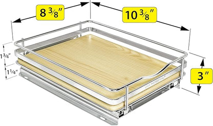 LYNK PROFESSIONAL® Élite™ Pull Out Spice Organization for Cabinets - 8-3/8 inch Wide – Spice Rack for Inside Cabinets – Wood/Chrome - Sliding Spice Rack Organizer for cabinet – Spice Rack - 1 Tier - Image 5