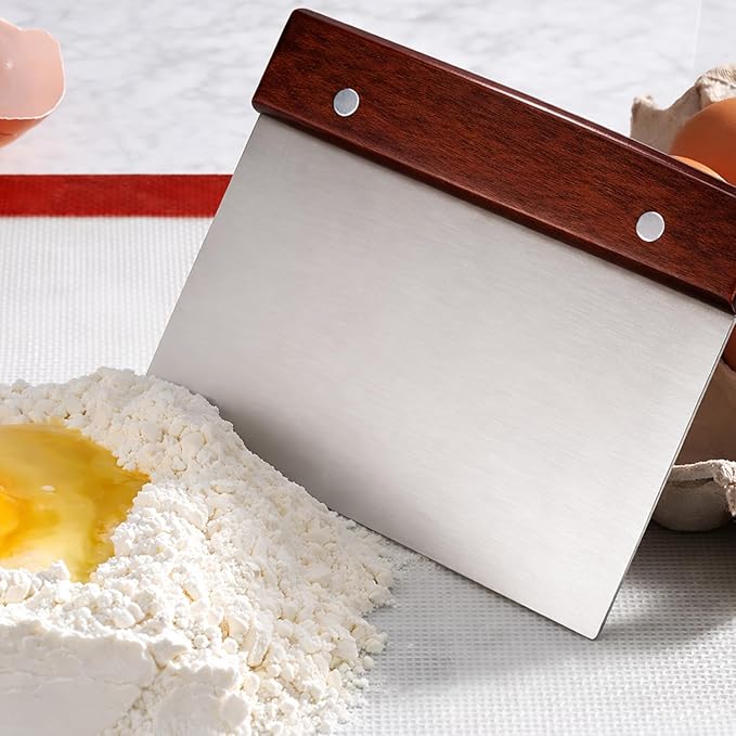 BOORIKA Dough Scraper & Bench Scraper Kitchen – Stainless Steel Sourdough Tools – Dough Cutter for Sourdough Bread, Pizza, and Flat Top Griddles – Chef Approved (Dark) - Image 7
