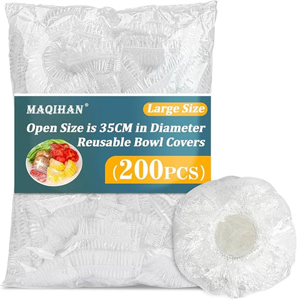 MAQIHAN 200 Bowl Covers Bread Proofing - Extra Large Plastic Wrap for Food Sourdough Bread Baking Rising Elastic Reusable Plate Covers Outdoor Food Fresh Keeping Bags Shower Cap Hair Deep Conditioning by MaqiIhanCustomOfficial