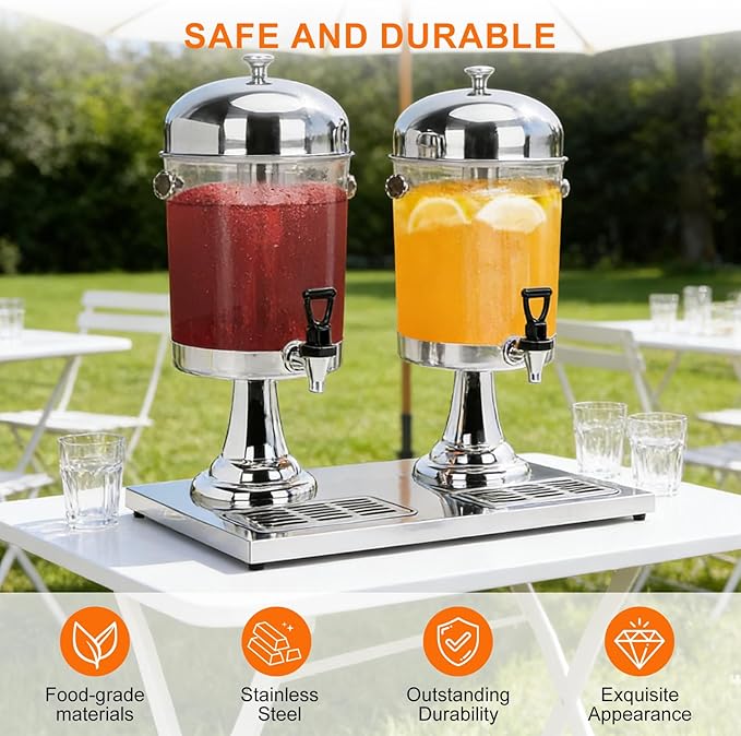 4.4 Gallon Iced Beverage Drink Dispenser, Stainless Steel Water Jar with Stand, Iced Beverage Drink Dispenser for Parties, Commercial Hot Cold Juice, Hot & Cold Drinks - Image 5