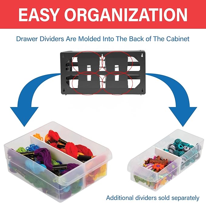 Akro-Mils 26-Drawer Plastic Drawer Storage Cabinet for Garage Organization, Bead Organizer, Building Bricks Storage, Teacher Toolbox, Makeup Organizer, 20" W x 6" D x 10" H, 10126 Black - Image 5