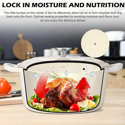 TeamFar 6Qt Dutch Oven, Enameled Cast Iron Dutch Oven Pot with Lid & Dual Handles for Bread Baking, Cooking, Simmer, Non Toxic & Heavy Duty, Oven Safe & Various Stovetops Suitable - Cream White - Image 6