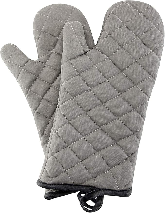 ARCLIBER Oven Mitts 1 Pair of Quilted Lining,Heat Resistant Kitchen Gloves,Classic Flame Oven Mitt Set,Grey 13 Inches by ARCLIBER
