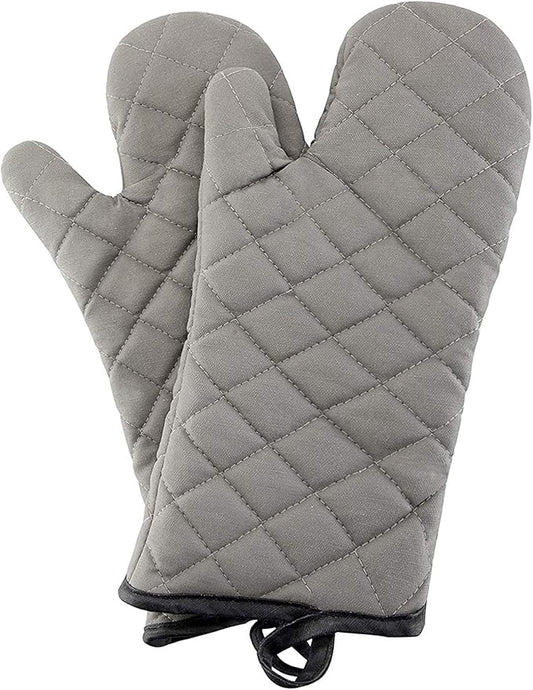 ARCLIBER Oven Mitts 1 Pair of Quilted Lining,Heat Resistant Kitchen Gloves,Classic Flame Oven Mitt Set,Grey 13 Inches by ARCLIBER